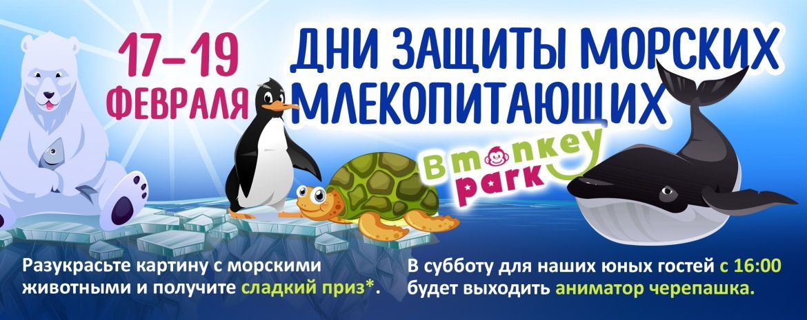Всемирный день защиты морских млекопитающих 17-19 февраля в Monkey Park